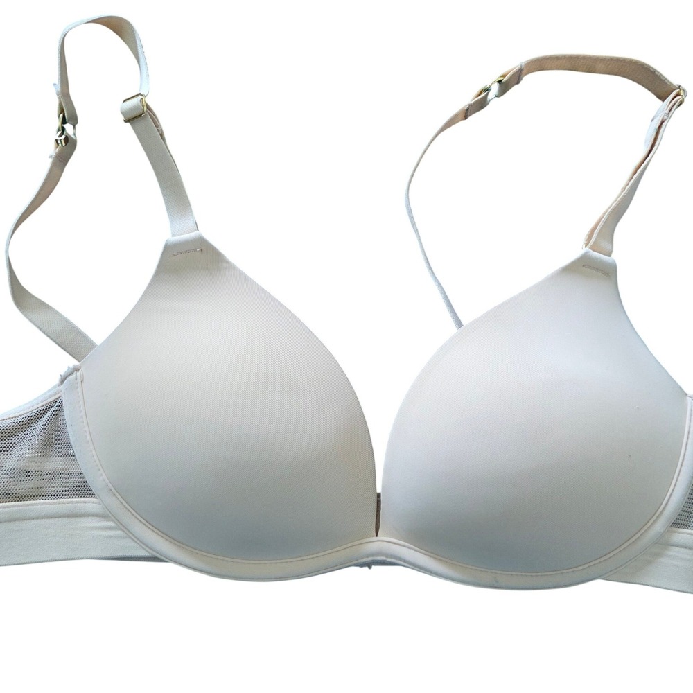 Lively 32B Nude T Shirt Bra Mesh Side Panels Wireless‎ Lightly Lined